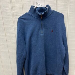Polo Ralph Lauren Quarter Zip Cowl Neck Sweatshirt Mens Large Blue Preppy Winter